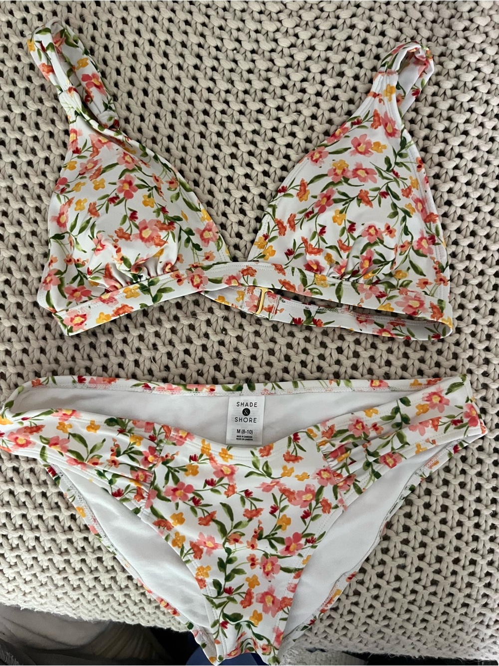 Sand & Shore Floral Bikini Set Medium  Floral Padded Triangle Top Coquette Beach